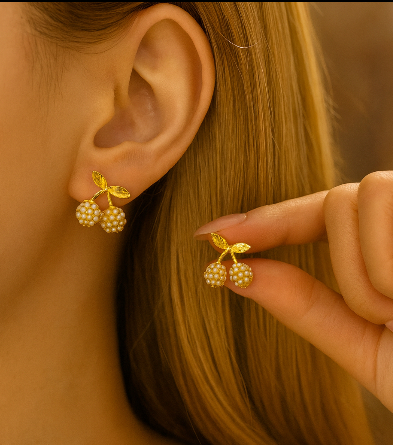 1206 Arete cereza blanca