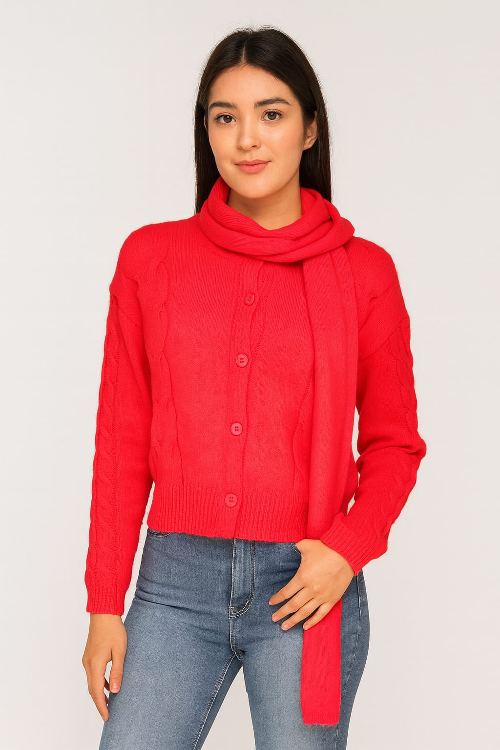 970 Suéter bufanda rojo