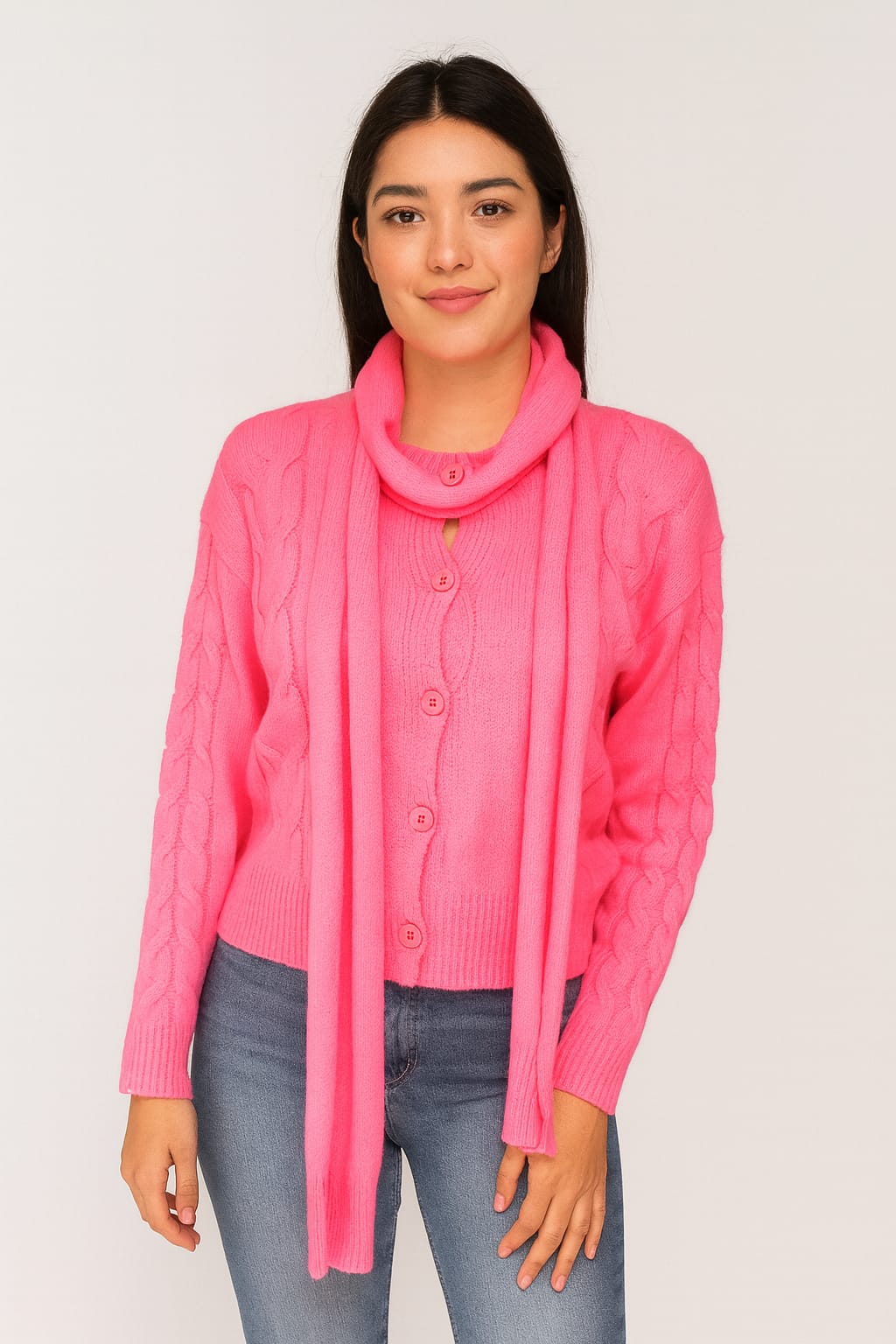 970 Suéter bufanda rosa